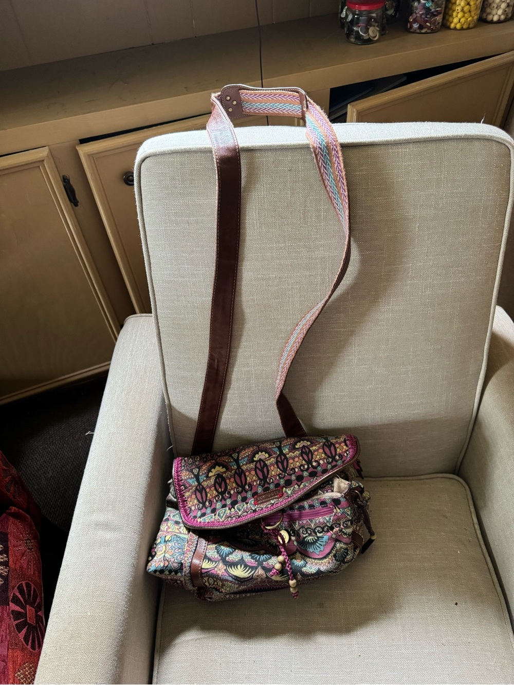 Sakroots Artist’s Circle Crossbody Purse/backpack with Woven Strap